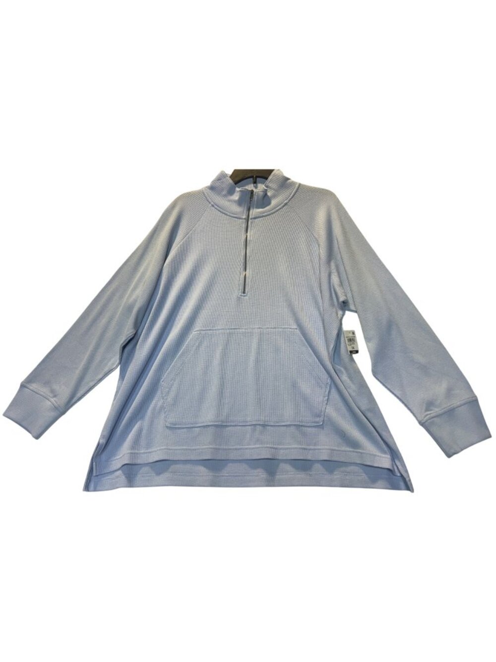 Style & Co Plus Size 3X Waffle Knit Hoodie Light Blue With Kangaroo Pocket